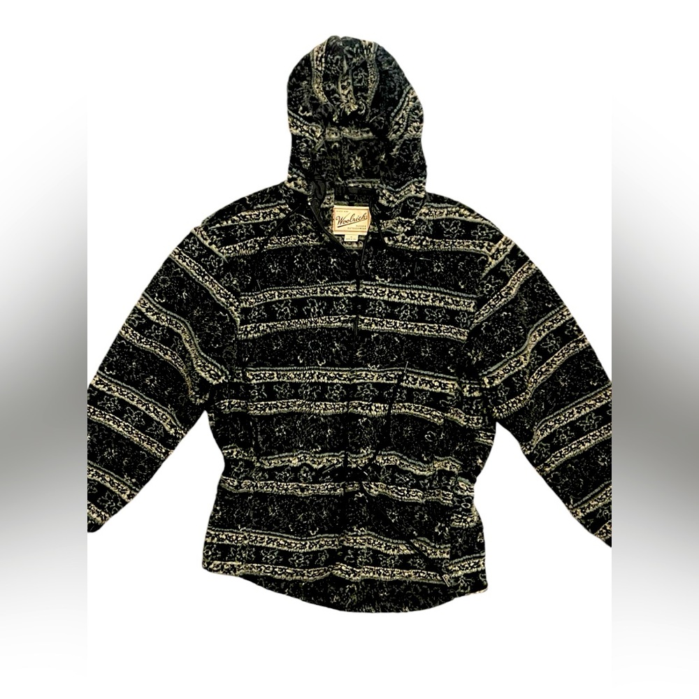 Vintage Woolrich Sherpa jacket size Small wool, long sleeve, black & cream